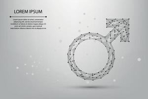 abstrait engrener ligne et point Masculin symboles. faible poly filaire sexe concept. polygonal vecteur futuriste illustration