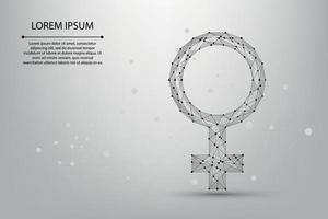 abstrait engrener ligne et point femelle symboles. faible poly filaire sexe concept. polygonal vecteur futuriste illustration