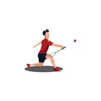 vecteur des illustrations - badminton athlète sont recevoir le volant rapidement - plat dessin animé style