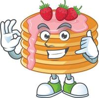 fraise crème crêpe dessin animé personnage vecteur