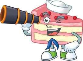 fraise tranche gâteau dessin animé personnage vecteur