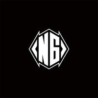 ng logo monogramme avec bouclier forme dessins modèle vecteur