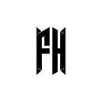 fh logo monogramme avec bouclier forme dessins modèle vecteur