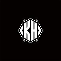 kh logo monogramme avec bouclier forme dessins modèle vecteur