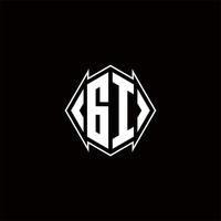 gi logo monogramme avec bouclier forme dessins modèle vecteur