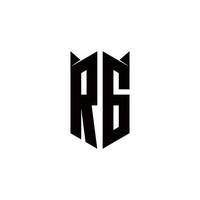 rg logo monogramme avec bouclier forme dessins modèle vecteur