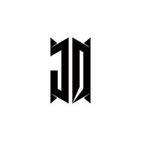 jq logo monogramme avec bouclier forme dessins modèle vecteur