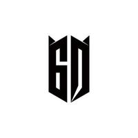 gq logo monogramme avec bouclier forme dessins modèle vecteur