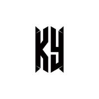 ky logo monogramme avec bouclier forme dessins modèle vecteur