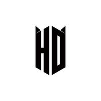 HD logo monogramme avec bouclier forme dessins modèle vecteur