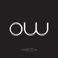 ow initiale lettre Divisé minuscule logo moderne monogramme modèle isolé sur noir blanc vecteur