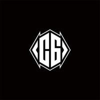 cg logo monogramme avec bouclier forme dessins modèle vecteur