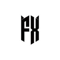fx logo monogramme avec bouclier forme dessins modèle vecteur
