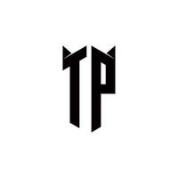 tp logo monogramme avec bouclier forme dessins modèle vecteur