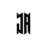 ja logo monogramme avec bouclier forme dessins modèle vecteur