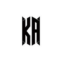 ka logo monogramme avec bouclier forme dessins modèle vecteur