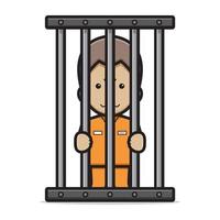 mignon personnage de prisonnier en prison dessin animé vector icône illustration