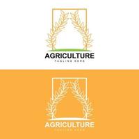 riz logo, agriculture conception, vecteur blé riz icône modèle illustration