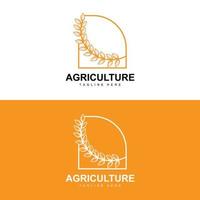 riz logo, agriculture conception, vecteur blé riz icône modèle illustration