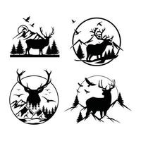 cerf Montagne logo silhouette. cerf chasse logo. chasse saison, chasse chemise conception vecteur
