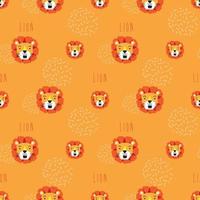 sans couture modèle mignonne Lion tête avec Orange Contexte vecteur