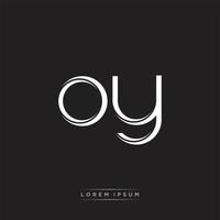 oy initiale lettre Divisé minuscule logo moderne monogramme modèle isolé sur noir blanc vecteur