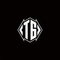 tg logo monogramme avec bouclier forme dessins modèle vecteur