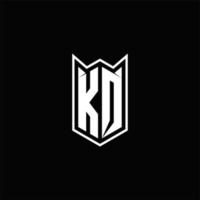 kq logo monogramme avec bouclier forme dessins modèle vecteur