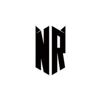 nr logo monogramme avec bouclier forme dessins modèle vecteur