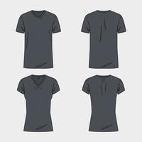contour noir T-shirt moqueur en haut avec col en v vecteur