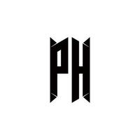 ph logo monogramme avec bouclier forme dessins modèle vecteur