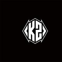 kz logo monogramme avec bouclier forme dessins modèle vecteur