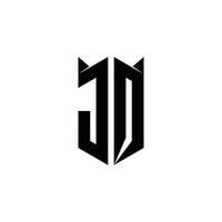 jq logo monogramme avec bouclier forme dessins modèle vecteur