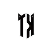tk logo monogramme avec bouclier forme dessins modèle vecteur