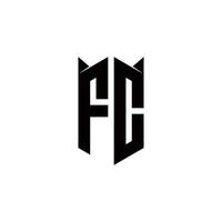 fc logo monogramme avec bouclier forme dessins modèle vecteur