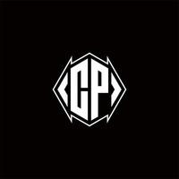 cp logo monogramme avec bouclier forme dessins modèle vecteur