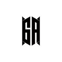 Géorgie logo monogramme avec bouclier forme dessins modèle vecteur