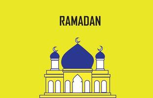 Ramadan kareem salutation carte avec mosquée sur Jaune Contexte. vecteur illustration