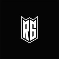 rg logo monogramme avec bouclier forme dessins modèle vecteur