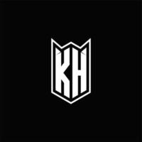 kh logo monogramme avec bouclier forme dessins modèle vecteur