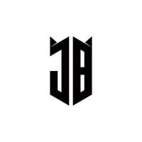 jb logo monogramme avec bouclier forme dessins modèle vecteur