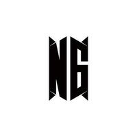 ng logo monogramme avec bouclier forme dessins modèle vecteur