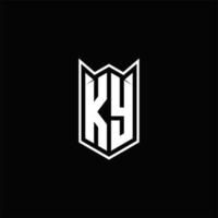 ky logo monogramme avec bouclier forme dessins modèle vecteur