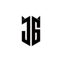 jg logo monogramme avec bouclier forme dessins modèle vecteur