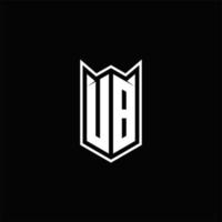 ub logo monogramme avec bouclier forme dessins modèle vecteur