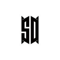 Dakota du Sud logo monogramme avec bouclier forme dessins modèle vecteur