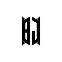 bj logo monogramme avec bouclier forme dessins modèle vecteur