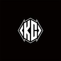 kc logo monogramme avec bouclier forme dessins modèle vecteur