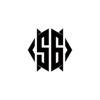 sg logo monogramme avec bouclier forme dessins modèle vecteur