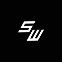 sw logo monogramme avec en haut à vers le bas style moderne conception modèle vecteur